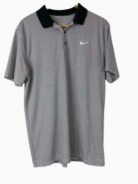 Nike Men's Golf Black & White Striped Polo Size Medium